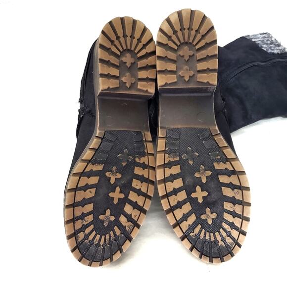 Celia | Radical Sweater Cuff Calf Height Moto Distressed Boots - Picture 8 of 10